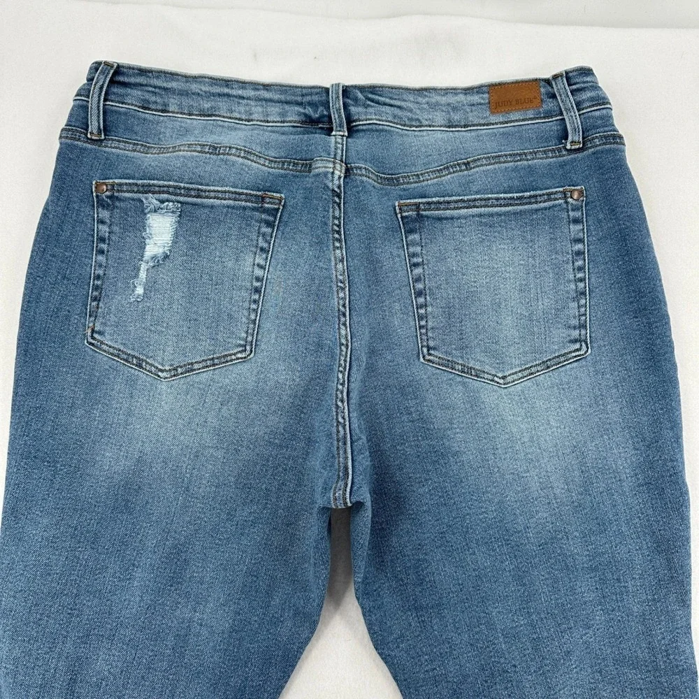 Judy Blue Jeans Relaxed Fit Distressed Blue Denim Crop Pants Y2K Women's 20W
